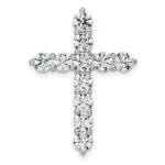 14k White Gold 3 carat Lab Grown Diamond VS/SI+ G+ Complete Cross Chain Slide Pendant