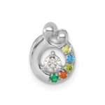 14k WG 5 Birthstone and Dia Mother/Child Chain Slide Semi-mount - Image 2