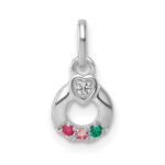 14k WG Dia. Heart w/3 Birthstone Mother's Circle Pend Semi-Mount - Image 2