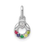 14k WG Dia. Heart w/5 Birthstone Mother's Circle Pend Semi-Mount - Image 2
