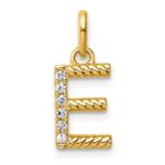14k Twisted with .05 ct. Diamond Initial E Charm