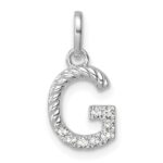14k White Gold Twisted .07 ct. Diamond Initial G Charm