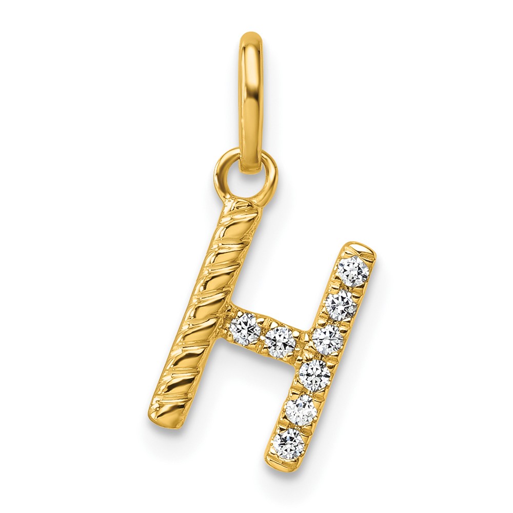 PM10732H-YA.jpg 14k Twisted .07 ct. Diamond Initial H Charm - Image 1