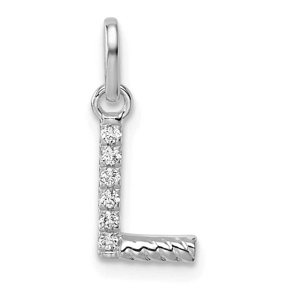 PM10732L-WA.jpg 14k White Gold Twisted .05 ct. Diamond Initial L Charm - Image 1