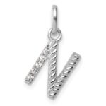 14k White Gold Twisted .05 ct. Diamond Initial N Charm