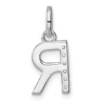 14k White Gold Twisted .05 ct. Diamond Initial R Charm - Image 3