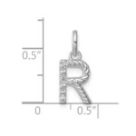 14k White Gold Twisted .05 ct. Diamond Initial R Charm - Image 4