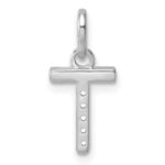 14k White Gold Twisted .05 ct. Diamond Initial T Charm - Image 3