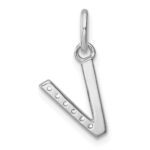 14k White Gold Twisted .05 ct. Diamond Initial V Charm - Image 3