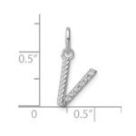 14k White Gold Twisted .05 ct. Diamond Initial V Charm - Image 4