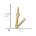 14k Twisted .05 ct. Diamond Initial V Charm - Image 4