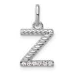 14k White Gold Twisted .05 ct. Diamond Initial Z Charm