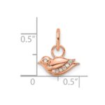 14K Rose Gold Polished Diamond Bird Charm - Image 4