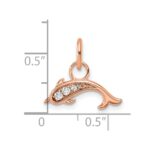 14K Rose Gold Polished Diamond Dolphin Charm - Image 4