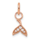 14K Rose Gold Polished Diamond Whale Tail Charm