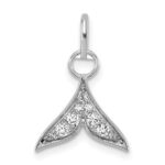 14K White Gold Polished Diamond Whale Tail Charm