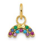 14K Polished Multi-color CZ Double Rainbow Charm