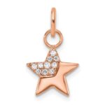 14K Rose Gold Polished 1/10 carat Diamond Star Charm