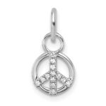 14K White Gold Polished 1/15 carat Diamond Peace Sign Charm