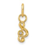 14K Polished Diamond Music Treble Clef Charm - Image 3
