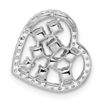14K White Gold Polished Diamond and Pink Tourmaline Heart Chain Slide - Image 3