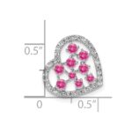 14K White Gold Polished Diamond and Pink Tourmaline Heart Chain Slide - Image 4