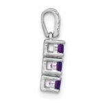 14k White Gold 3-stone Amethyst and Diamond Pendant - Image 2