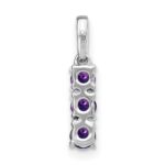 14k White Gold 3-stone Amethyst and Diamond Pendant - Image 4
