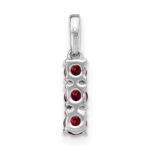 14k White Gold 3-stone Garnet and Diamond Pendant - Image 4
