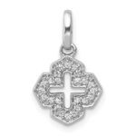 14k White Gold 1/10 carat Diamond Fancy Cross Pendant
