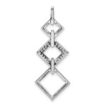 14k White Gold 1/6 carat Diamond Fancy Three Square Dangle Pendant - Image 4
