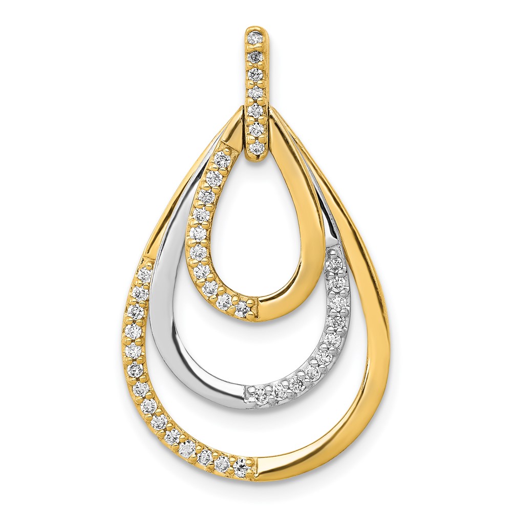 PM3821-025-YWA.jpg 14k Two-tone Polished 1/4 carat Diamond Triple Teardrop Pendant - Image 1