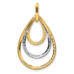 14k Two-tone Polished 1/2 carat Diamond Triple Teardrop Pendant - Image 3