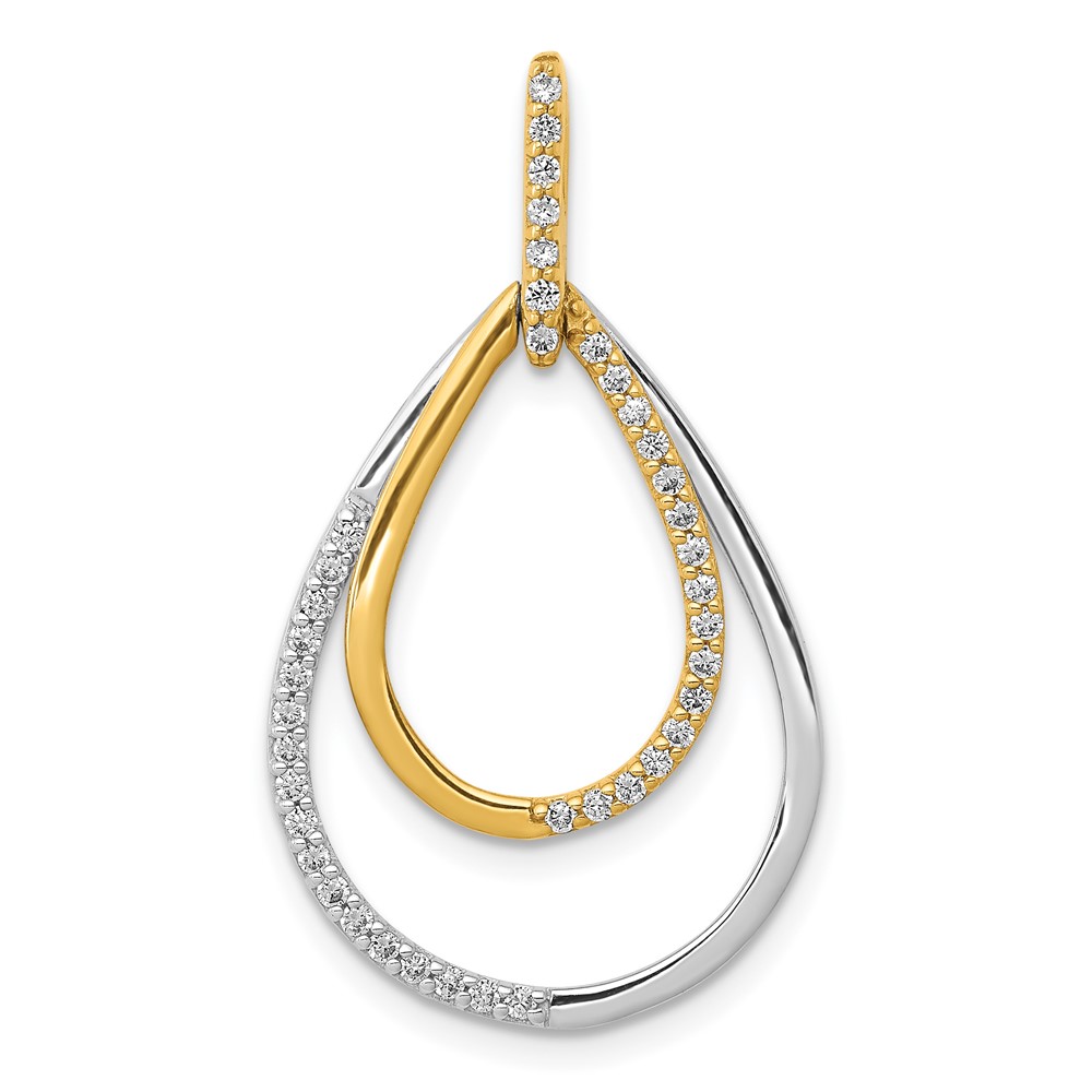 PM3824-025-YWA.jpg 14k Two-tone Polished 1/4 carat Diamond Double Teardrop Pendant - Image 1