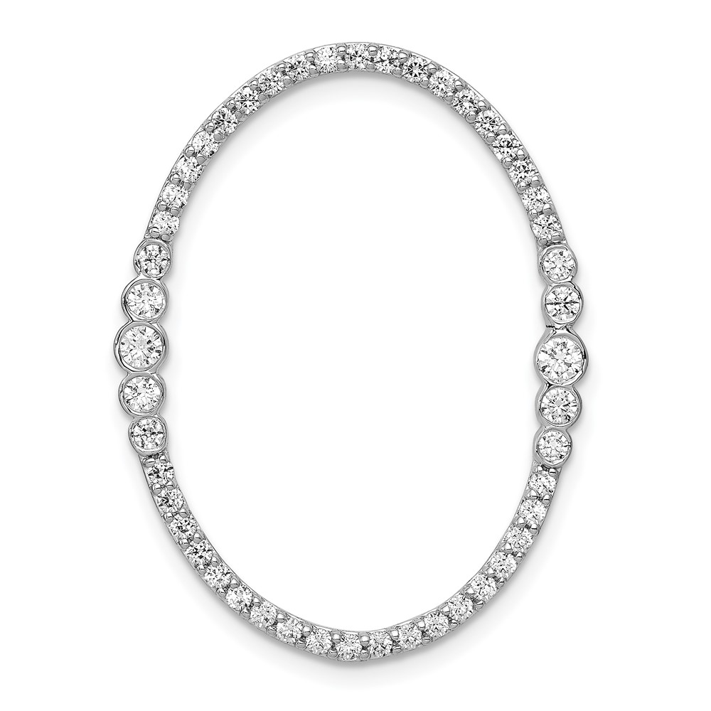 PM3827-075-WA-1.jpg 14k White Gold 3/4 carat Lab Grown Diamond VS/SI+ G+ Complete Oval Chain Slide Pendant - Image 1