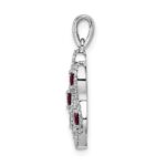 14k White Gold 1/4 carat Diamond and .32 Ruby Fancy Twist Pendant - Image 2