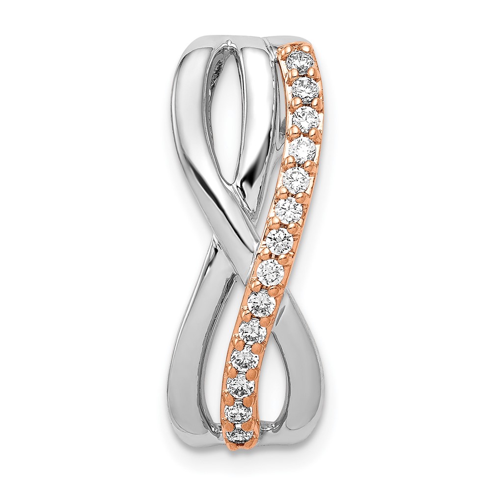 PM3858-020-RWA.jpg 14k Rose and White Gold 1/5 carat Diamond Fancy Twisted Chain Slide - Image 1
