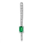 14k White Gold Graduated Diamond and Rectangle Emerald Fancy Chain Slide