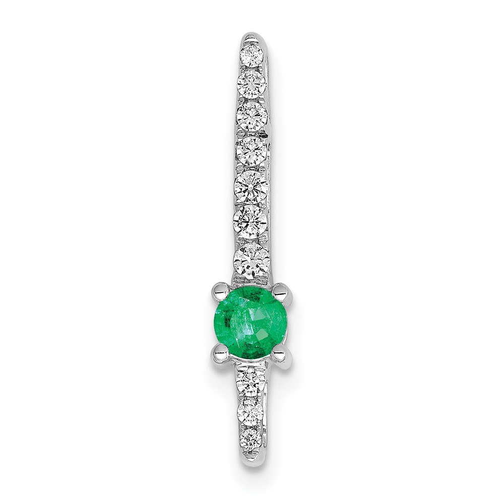 PM3876-EM-033-WA.jpg 14k White Gold Graduated Diamond and Emerald Fancy Chain Slide - Image 1