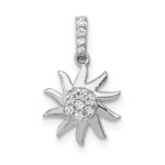 14k White Gold 1/15 carat Diamond Fancy Sun Pendant