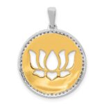 14k Two-tone Diamond Lotus Flower Pendant - Image 3