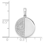 14k White Gold 1/4 carat Diamond Pave Half and Half Circle Pendant - Image 4