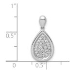 14k White Gold 1/4 carat Pave Diamond Fancy Teardrop Pendant - Image 4