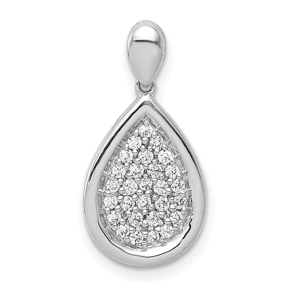 PM4009-025-WA.jpg 14k White Gold 1/4 carat Pave Diamond Fancy Teardrop Pendant - Image 1