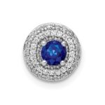 14k White Gold 1/4 carat Diamond and .25 Sapphire Halo Chain Slide