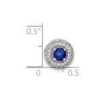 14k White Gold 1/4 carat Diamond and .25 Sapphire Halo Chain Slide - Image 3