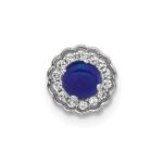 14k White Gold Diamond and Sapphire Cabochon Chain Slide