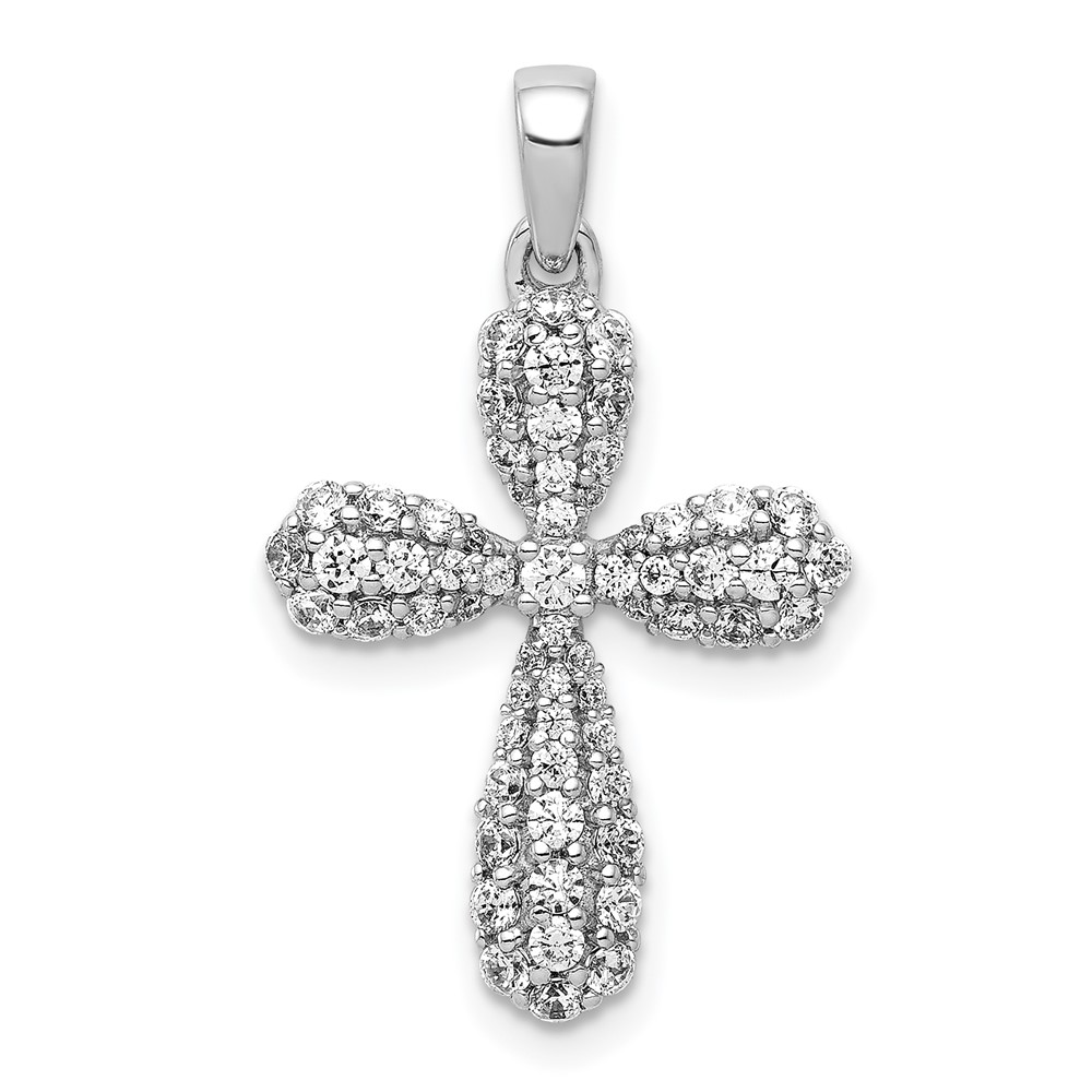 PM4056-065-WA.jpg 14k White Gold 5/8 carat Diamond Cross Pendant - Image 1