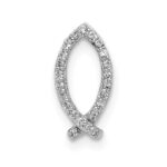 14k White Gold 1/15 carat Diamond Ichthus Fish Chain Slide