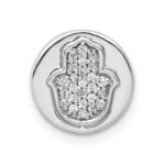 14k White Gold 1/10 carat Diamond Hamsa Round Chain Slide